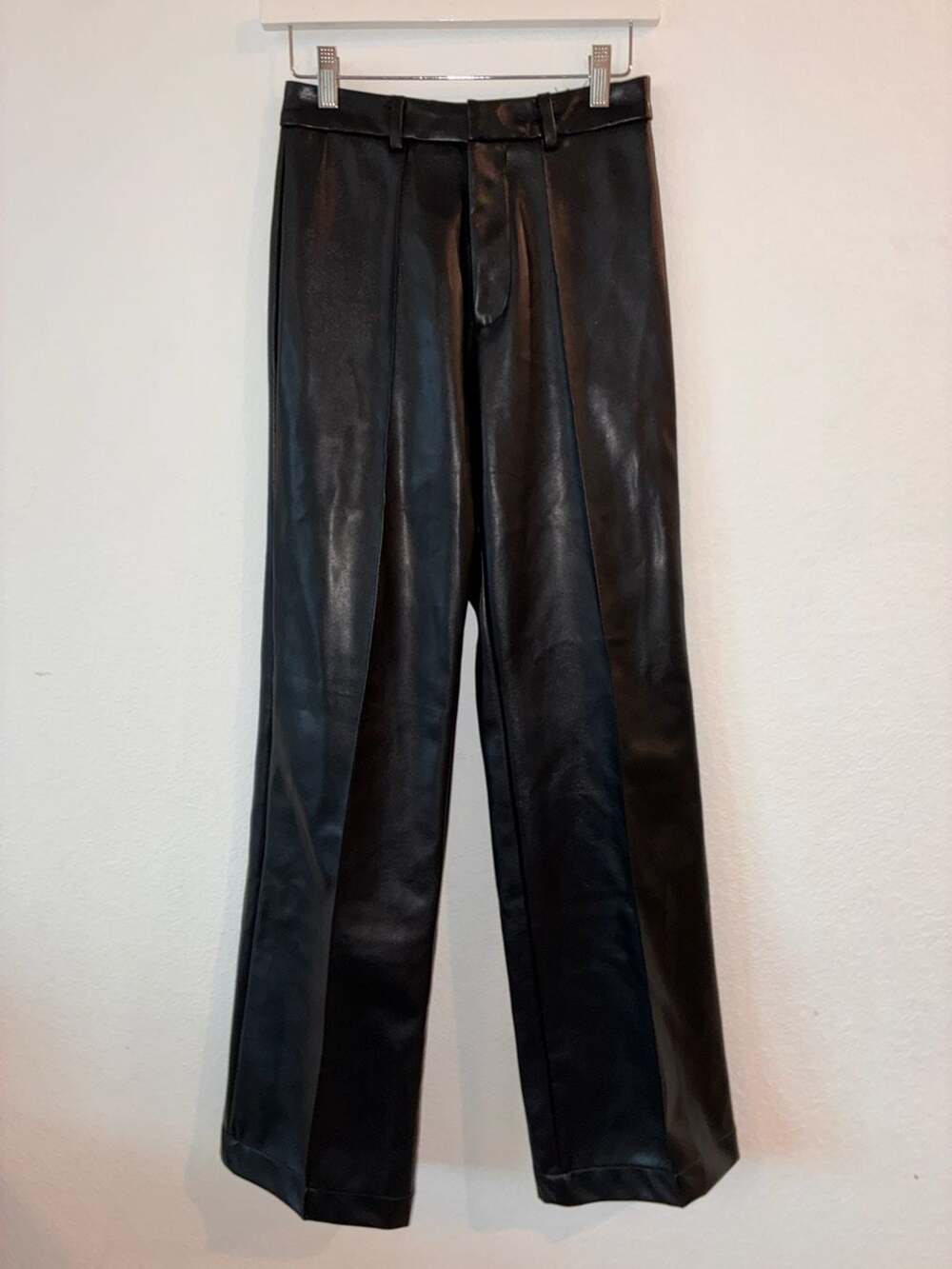 boa Faux Leather Pants Size S Black Wide Leg Trousers